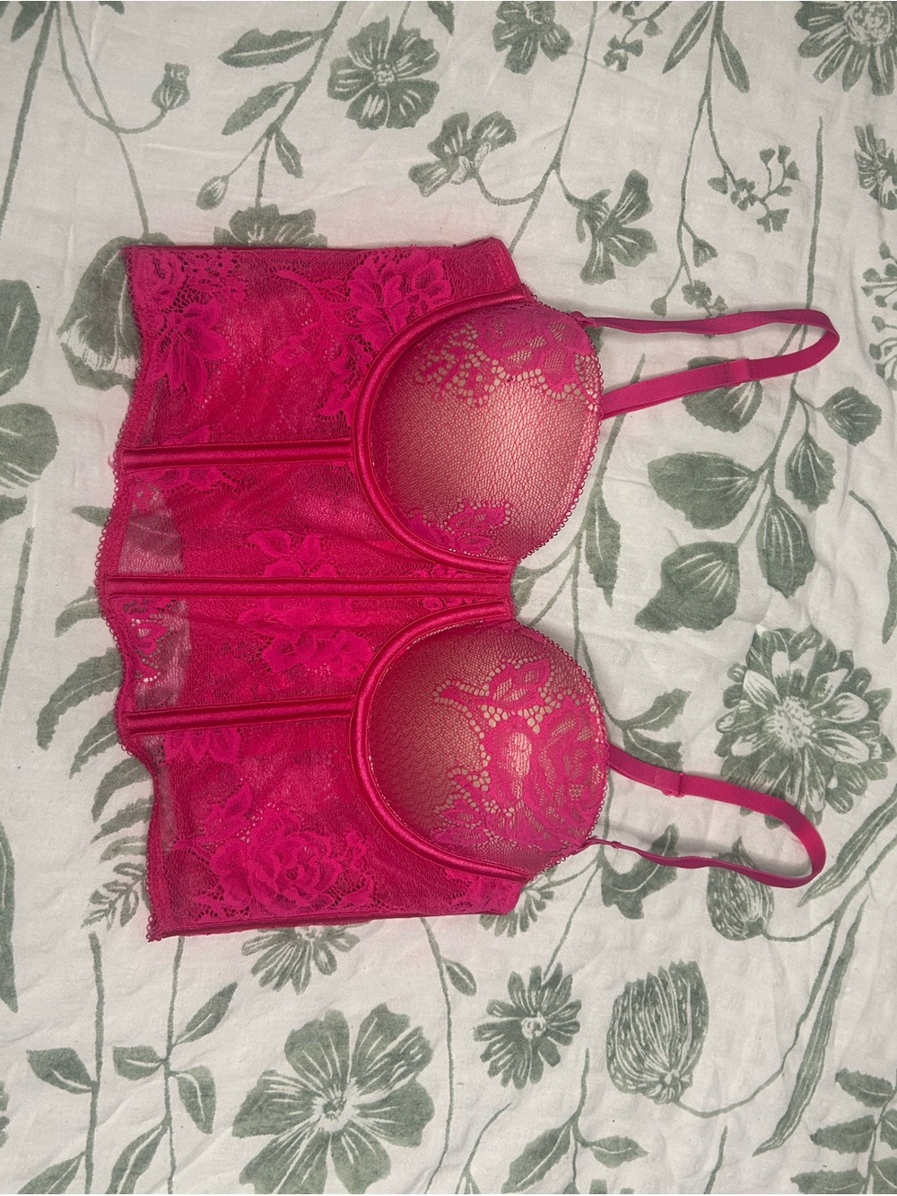 La SENZA Hot Pink Lace Longline Push-Up Bra